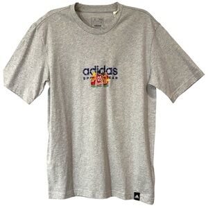 New adidas Men Logo T-Shirt Graphic Tee 100% Cotton Short Sleeve Gray Size Small